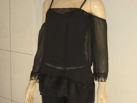 bata em viscose com detalhes em renda cod. bl.